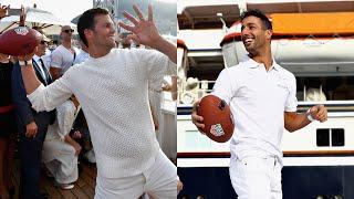 Daniel Ricciardo catches throw from NFL star Tom Brady!