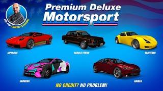 GTA: Online. • This week's vehicles at Simeon's Premium Deluxe Motorsport Showroom. • Til 7 Feb. • 