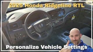 2025 Honda Ridgeline RTL Vehicle Settings