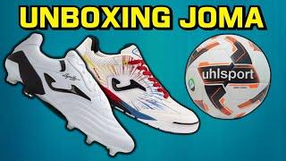 Recebi as NOVAS chuteiras da JOMA! - Mega unboxing Joma Aguila Cup, Top Flex Rebound e bola Uhlsport