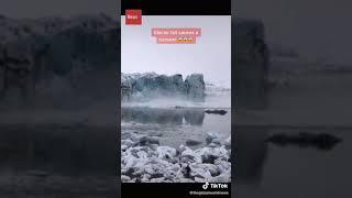 Glacier Fall Causes a Tsunami #shorts #viralvideo #trending