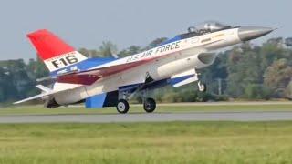 Close up US air force F15 F16 F18 F22 and F35 air show