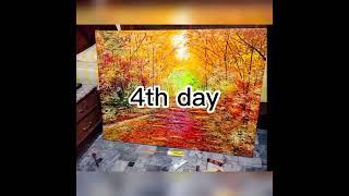 I took one month to complete this painting #Forest# autumn~ K.K Art Studio