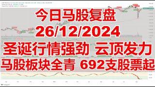 今日马股复盘 26/12/2024 圣诞行情强劲 云顶发力 ，马股板块全青 692支股票起