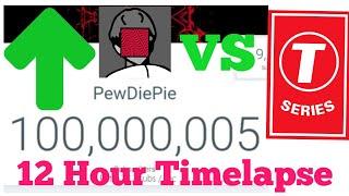 Pewdiepie 100 Million Subscribers Timelapse (12 Hours in 1 Minute)