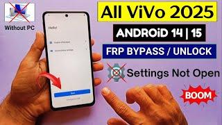 Vivo Android 14/15 Frp Unlock/Bypass Google Account Lock Without PC | Settings Not Open 2025