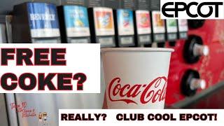 Need a Coke? Epcot Club Cool has FREE Coca-Cola's!  Drinking Sodas from around the world!