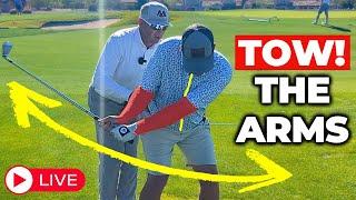 Golf Lesson: Pull Your Arms In The Downswing The Right Way (TOW THEM!)