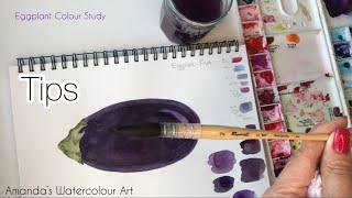 Eggplant colour mix and some extra watercolor tips - Amanda’s Watercolour Art