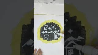 малюю пейзаж на чорному фоні  #art #drawing  #tutorial #малювання #чорний