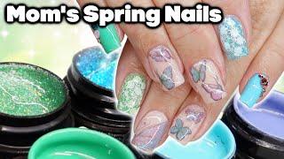 WATER-COLOUR NAILS USING GEL! Fuzion Spring 2022 | Doing My Mom's Spring Nails