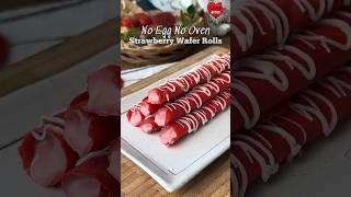 No Oven Strawberry Wafer Rolls, these are eggless & very easy to make. #LoveBitesWithNeha