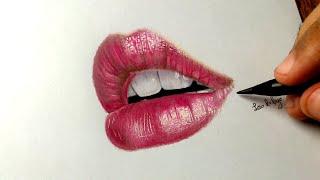 Drawing realistic mouth with colored pencils