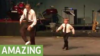 Tap dance showdown between toddler and seasoned pro