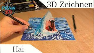 3D ZEICHNEN lernen für Anfänger Hai zeichnen in 3D