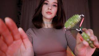 ASMR Massage Roller Mouth sounds МАССАЖ Лица Кремом и Роллером звуки рта Fast & Agressive