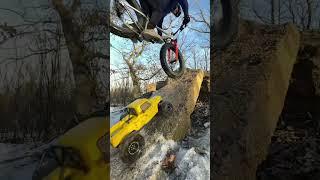 Sharing the Slab - Backwards Nose Wheelie Bike and RC  #rc #mtb