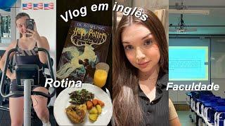 Um dia comigo em inglês: rotina, curso de inglês, faculdade, academia (legendas em português)