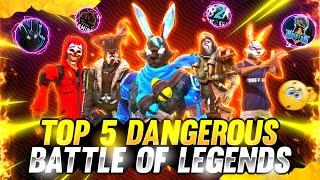 Top 5 Dangerous Battle Of Legends  | Sad Story  | White 444, Raistar, Ruok FF And Total Gaming !