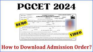 PGCET 2024 Admission Order Download Process | How to Download Admission Order PGCET 2024 | KEA PGCET