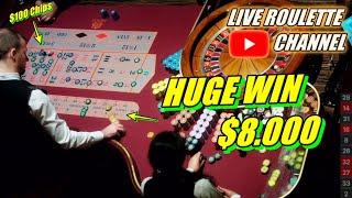  LIVE ROULETTE | HUGE WIN 8.000 In Real Casino  $100 Chips Inside Exclusive  2025-01-07