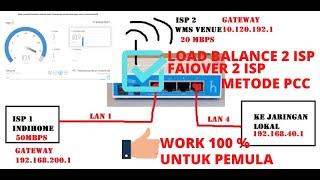 Setting load balance 2 isp di mikrotik metode pcc dan failover