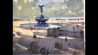 Advancing with Watercolor: Working with Tonal Values - ”Shadows across  Bethesda Terrace”