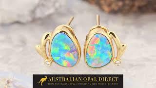 Gold Earrings, Green Earrings, Opal Stud Earrings - Australian Opal Direct | Worldwide Shipping