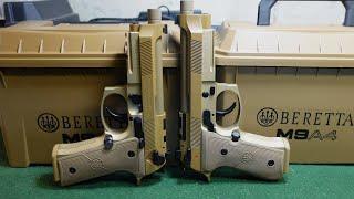The Beretta M9A4 Full Size vs. Beretta M9A4 Centurion - Side by Side Comparison.