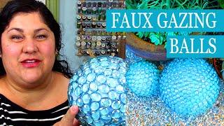 DIY Faux Gazing Balls  Easy cheap DIY Garden Globe with Dollar Store Craft Supplies  Yard globe