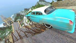 BeamNG.drive - Car Jumps off Collapsed Bridge Road