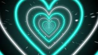  Neon led lights Heart Tunnel Particles Background | HD 60p Teal Heart Abstract Background  12H