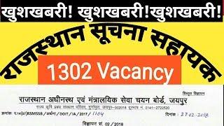 INFORMATION ASSISTANTS सुचना सहायक RECRUITMENT 2018 VACANCY 1302 || RAJASTHAN SUCHNA SHAYAK VACANCY