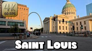 Driving Around Downtown Saint Louis, Missouri at Sunset in 4k Video