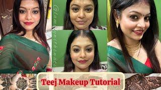 Teej Makeup Look | Step by step makeup tutorial | Beginners makeup | festive look | Saree look |