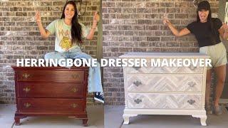 DIY Herringbone Dresser Makeover!