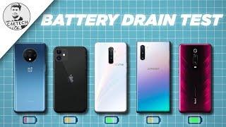 Realme X2 Pro vs iPhone 11 vs Redmi K20 Pro vs OnePlus 7T vs Note 10+ - Extreme Battery Drain Test!