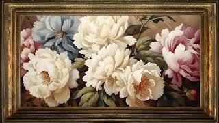 Framed Peonies Bouquet in Spring, Vintage Oil Painting | Art Screensaver for TV