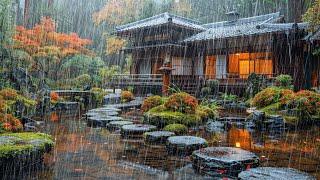 Rainy day in a cozy house in a Japanese garden ️ Rain Sound for Sleep, Reduce Stress & Insomnia