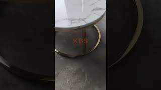 KBS Rolanda 2pcs Marble Stone Stainless Steel Coffee Table Sets