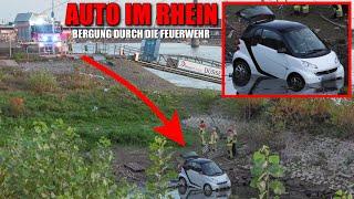 [KURIOSER UNFALL AM RHEIN!] - Smart rollte Uferböschung runter & landete im Wasser - Bergung -