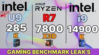 Intel ultra 9 285K VS İ9 14900K VS R9 9950X VS R7 7800X3D VS R9 7950X INTEL 285K GAMİNG Test leaks