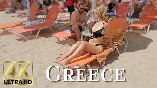 Beach Walk 4K Greece | Walking along the Vrachos Beach with Olivia