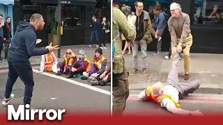 Furious public clash with Just Stop Oil protesters blocking east London road