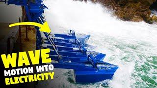 This machine turning the constant motion of ocean waves into electricity.