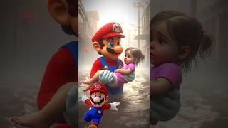 Mario and his team with  baby in their arms escape from the water#mario #mariobros #supermariobros