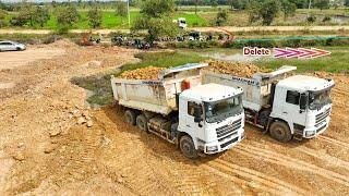 Perfect Dump Trucks 25 5t Working Quickly With Komatsu D65px Bulldozer Dozer Pouring Dirt