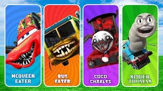 MONSTER BATTLE ️ Lightning McQueen Eater, Bus Eater, Coco Charles, Spider Thomas - Who is the BEST?