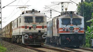 Dangerous HONKING Trains: WAP-4+WAP-5+WAP-7 with LHB & ICF Trains | Indian Railways