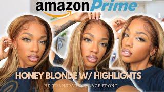 HD Transparent $100  Amazon Honey Blonde Ombre Wig Human Hair